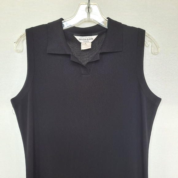 Misook Vintage Black Santana Knit Collared V-neck Maxi Dress Petite Small SP - Picture 8 of 10